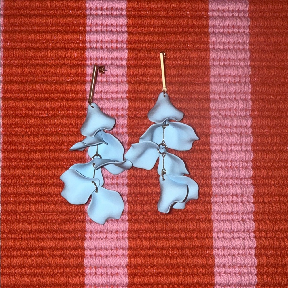 Blue Floral Petal Drop Earrings - Women Jewelry